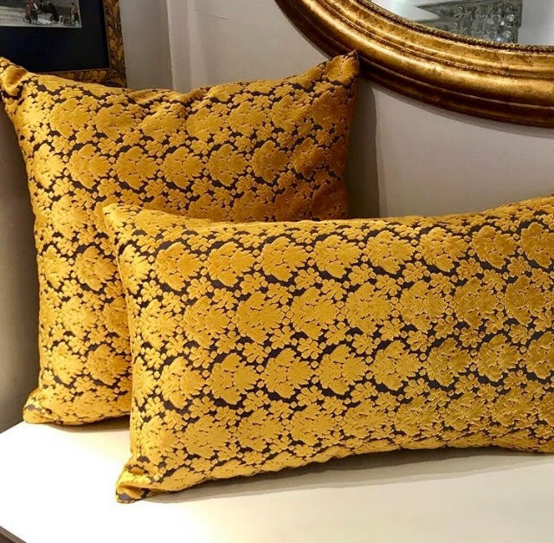 Luxury Designer Velvet Pillow Yellow Velvet Pillow Cover Etsy