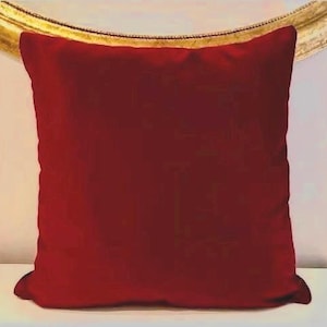 Burgundy Velvet Pillow Cover – Handmade 20x20 Cushion – Solid Throw Pillow – Boho Modern Decor – Free Worldwide Shipping from UK