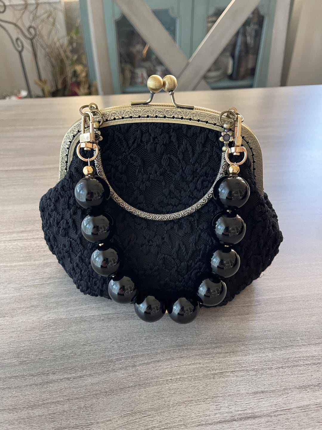 Woven Texture Kisslock Clutch Evening Bag