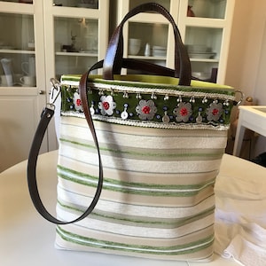 Ethnic Bohemian Beige Linen Tote Bag | Beaded Handbag & Crossbody Shoulder Bag | Handmade Designer Bag from Turkey, Mother&#39;s Day Gift