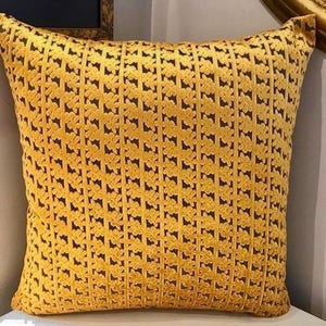 Luxury Yellow Velvet Pillow Cover – Handmade Soft Plush Cushion – 14x24 or 20x20 Decorative Throw Pillow for Living Room or Bedroom