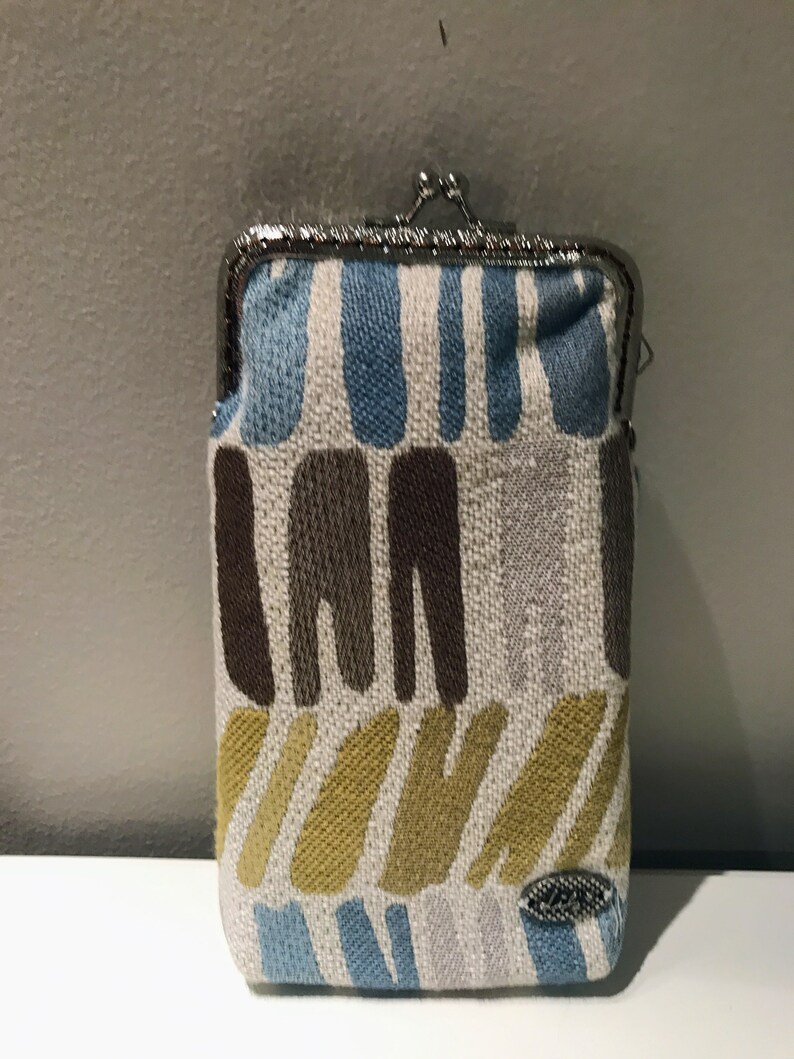 Vintage Eyeglass Case in Linen Handmade Glass Case Retro Eyeglass Case Kiss Lock Purse Unique