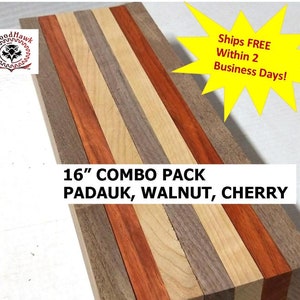 3/4" x 2" x 16" -  2 PADAUK 3 WALNUT 2 CHERRY. Combo 7. diy Cutting Charcuterie Cheese Boards. Serving Tray. From Wood Hawk Lumber