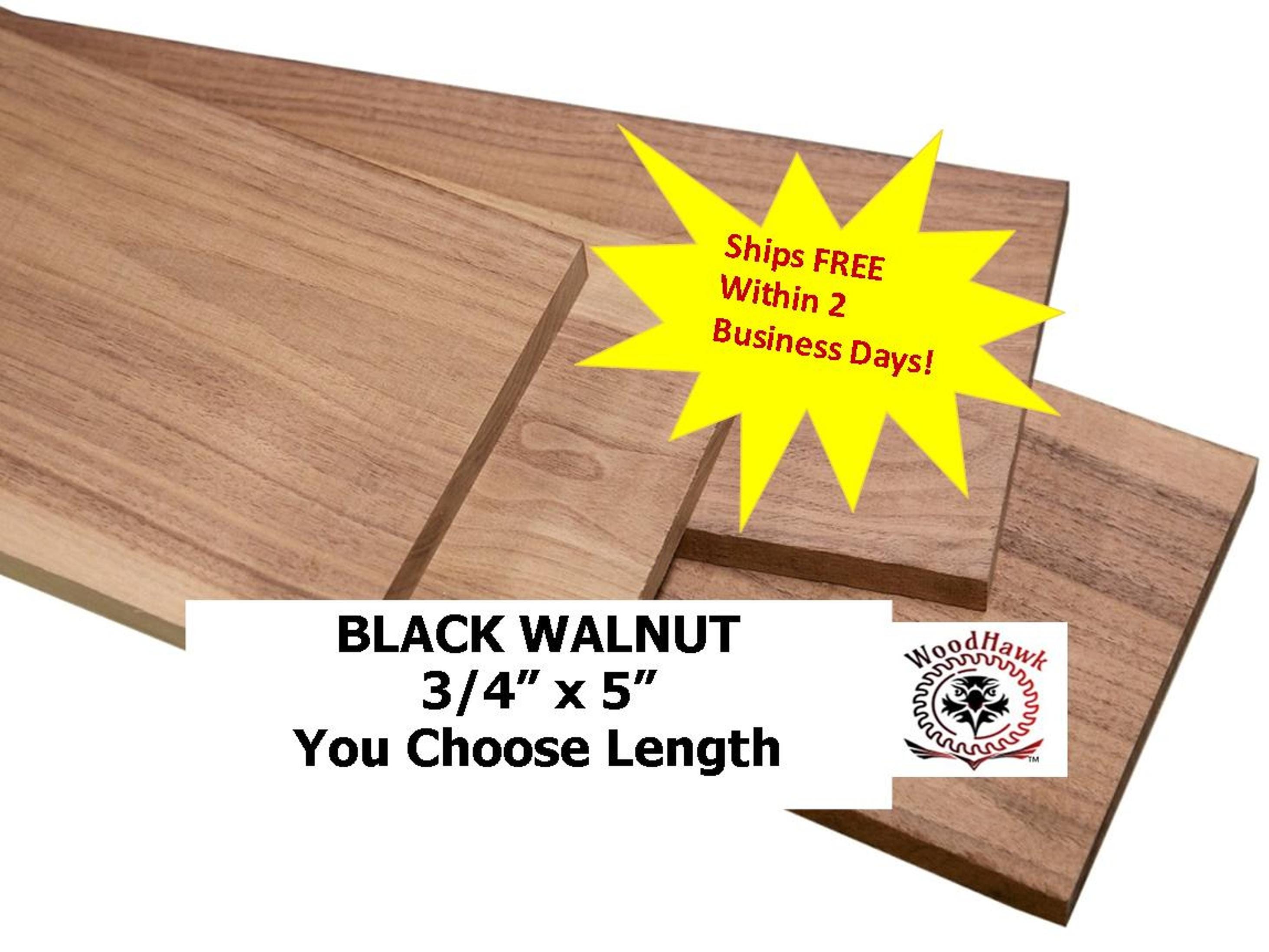 BLACK WALNUT 3/4" x 5" Wood Boards, You Choose Length, DIY Shelf Sign Furniture Cabinets Craft Build. Sanded, Jointed, No Knots, No Cracks