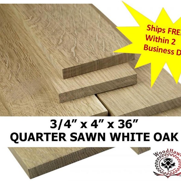 2 QUARTER SAWN White Oak Lumber Wood Boards Kiln Dry DIY Shelf Sign Craft Build Cabinets Cupboards Tables. No Knots. No Cracks.