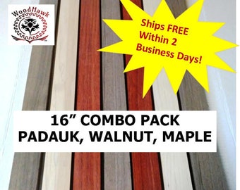 3/4" x 2" x 16" - 2 PADAUK 3 Walnut 2 Hard Maple DIY Cutting Charcuterie Cheese Boards Tray. Made by Wood Hawk Lumber