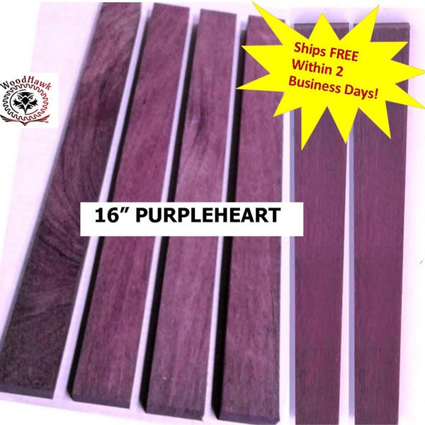 PURPLEHEART 3/4" x 2" x 16" Pack of 2, 4, or 6 Boards. DIY Cutting Charcuterie Cheese Board. Planed, Sanded, Jointed, No Knots, No Cracks