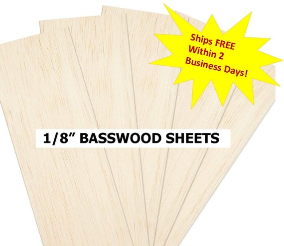 6 BASSWOOD Boards 1/8 X 5 X 24 DIY Dollhouse Thin Wood Sanded