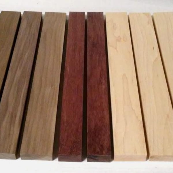 3/4" x 2" x 16" - 2 PURPLEHEART 4 WALNUT 4 Hard MAPLE. Paquete combinado de 10. Tablas para proyectos de bricolaje. Fabricado por Wood Hawk Lumber.