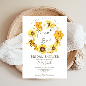 Meant to Bee Bridal Shower Invitation Template Honey Bee Bridal Shower Sunflower Daisy Bride to Bee Shower Editable Instant Download bb