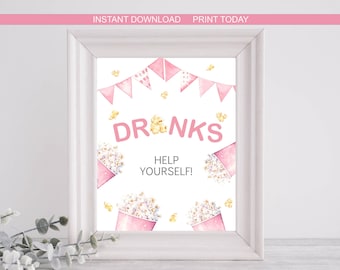 She's Ready to Pop Shower Drinks Sign Template Pop on Over Birthday Sign Popcorn Geburtstag/Dusche SOFORTIGER DOWNLOAD druckbare Zeichenvorlagertp