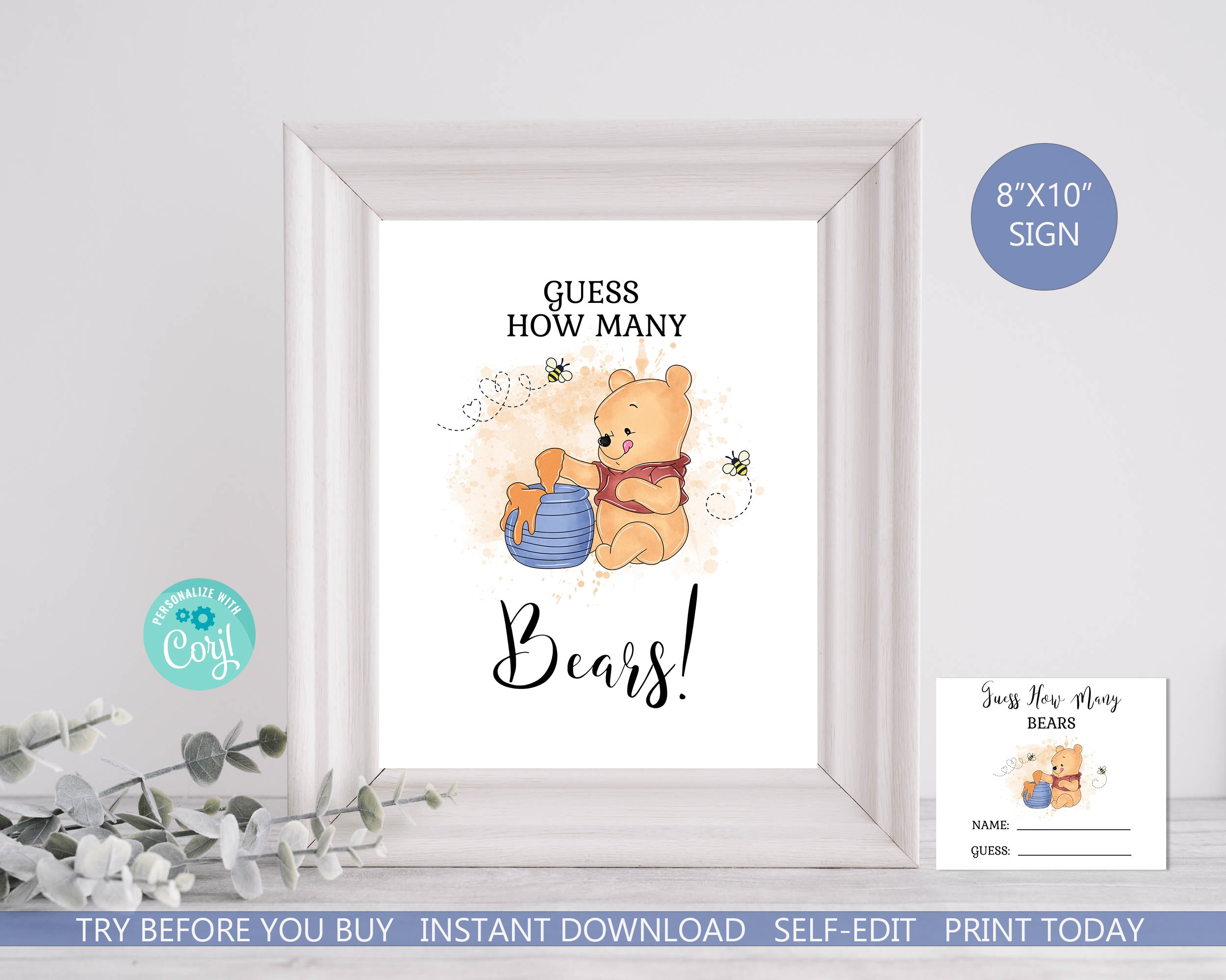 Winnie The Pooh Birthday Winnie The Pooh - Baby Shower Party Supplies With  30 Cards Gummy Bear Guessing Game