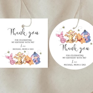 Winnie the Pooh 1st Birthday Favor Tag Templates Our Little Hunny is Turning 1 Birthday Tags Winnie Birthday EDITABLE INSTANT DOWNLOAD hp