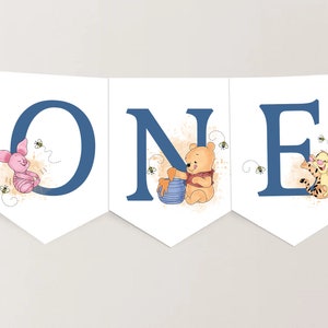 High Chair Banner Winnie the Pooh 1st Birthday Our Little Hunny is Turning 1 High Chair Pennent Decor EDITABLE INSTANT DOWNLOAD Printable hp