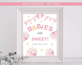 Sie ist bereit zu platzen! Babys sind süß – Gastgeschenke/Dankesschild für die Babyparty mit Popcorn-Motiv. Sofortiger Download, druckbares Schild (rtp).