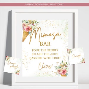 She&#39;s Been Scooped Up Bridal Shower Mimosa Bar Zeichen Champagner Bubbly Bar Eis Brautparty Juice Tags SOFORTIGER DOWNLOAD Printable su