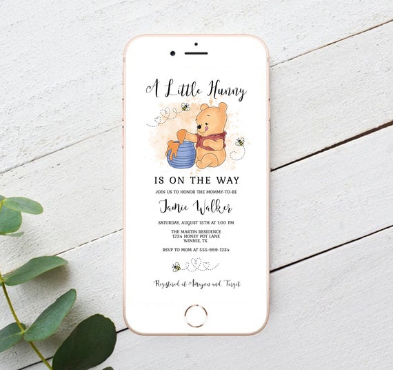 Winnie the Pooh Baby Shower Invitation, Electronic Invite (Editable, Instant Download)
