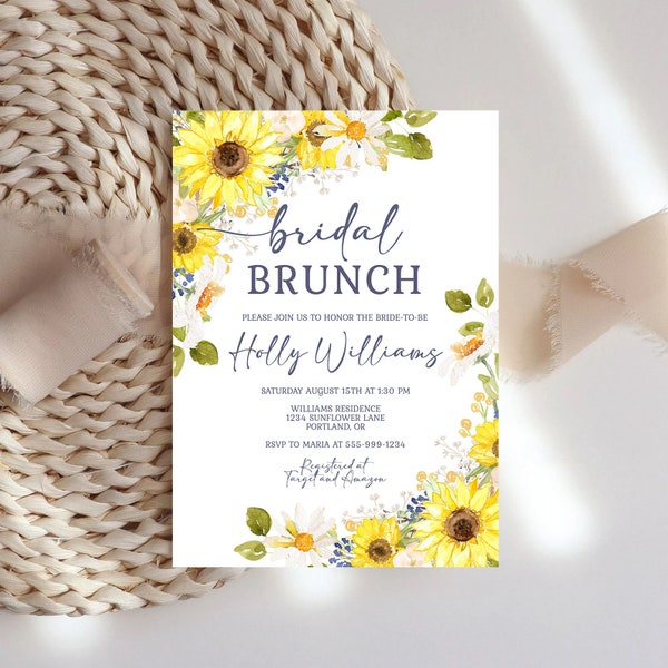 Sunflower Daisy Bridal Brunch Invitation Template Sunflower Bridal Shower Bridal/Wedding Lunch Printable Invite EDITABLE INSTANT DOWNLOAD sb