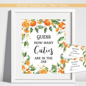A Little Cutie Guess How Many Cuties are in the Jar 8&quot; x 10&quot; Sign Orange Clementine Mandarin Shower/Birthday EDITABLE INSTANT DOWNLOAD d1