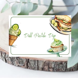 Un grande segnaposto per festa di compleanno con cibo a base di cetriolini sottaceto, etichetta per tenda da compleanno con cibo a base di cetriolini sottaceto, segnaposto per festa di compleanno con cetriolini sottaceto, DOWNLOAD IMMEDIATO MODIFICABILE bd