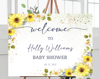 Sunflower Welcome to Baby Shower Sign Template, Sunflower Bridal Shower, Bridal Shower Decor, Daisies, 100% EDITABLE INSTANT DONWLOAD sb