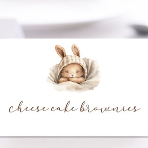 Un conejito está en camino Tienda de comida/Plantilla de tarjeta de lugar Tienda de comida para conejitos plegada y plana Conejito/Conejo Baby Shower DESCARGA INSTANTÁNEA EDITABLE sb