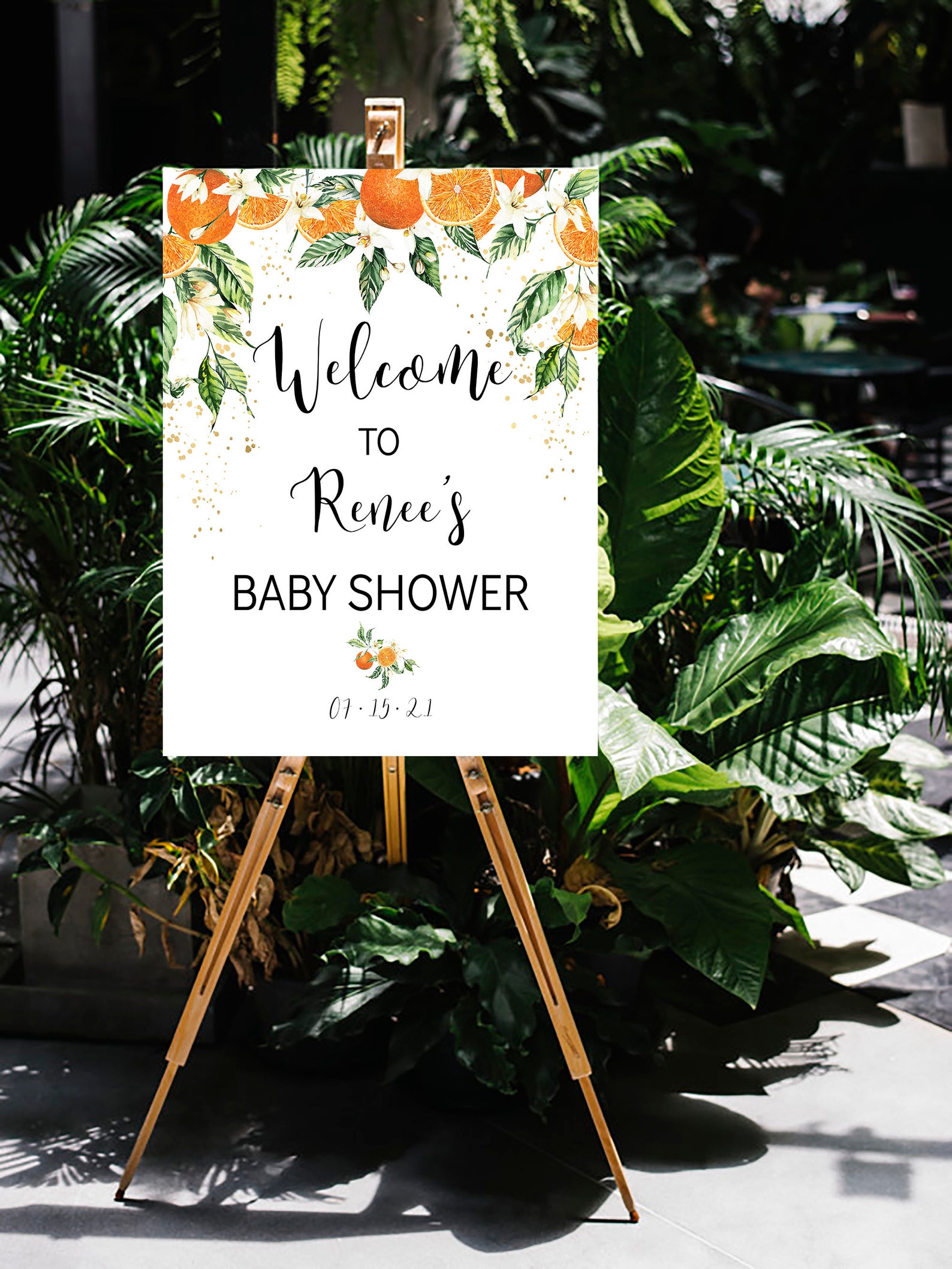 Welcome Sign For Baby Shower: A Little Cutie Is On The Way, Citrus Theme Baby Shower Welcome Sign