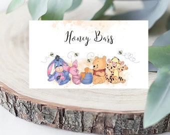 Winnie the Pooh Food Tent Template Food Buffet Place Card A Little Hunny Shower Winnie Pooh Event EDITABLE INSTANT DOWNLOAD Printable hp