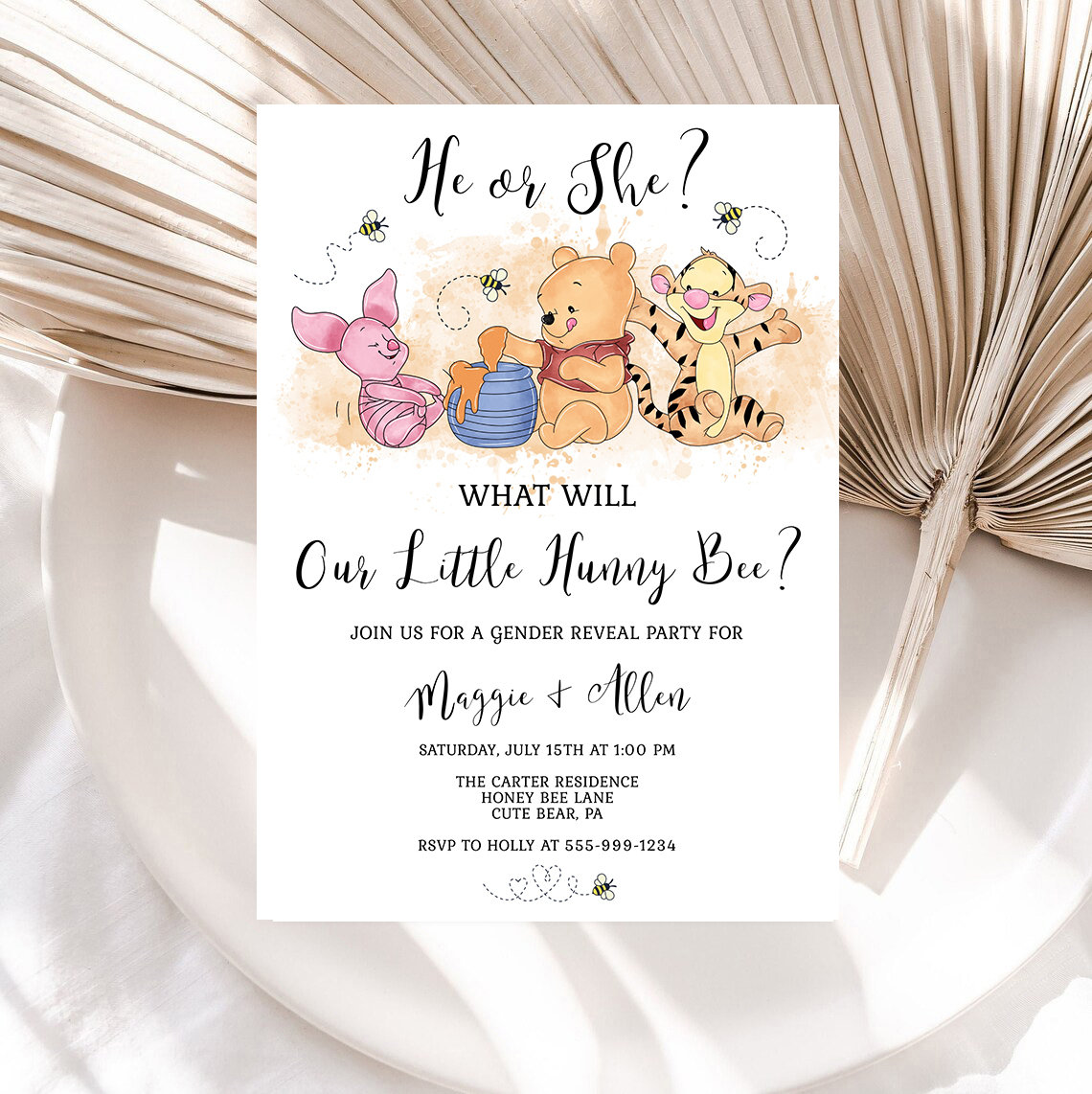 What Will Our Little Hunny Bee Gender Reveal Party Invitation Etsy