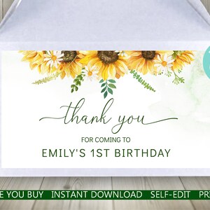 Sunflower Gabel Box Label Template Sunflower Daisy Label Our Little Sunflower 1st Birthday Label EDITABLE INSTANT DOWNLOAD Printable sf