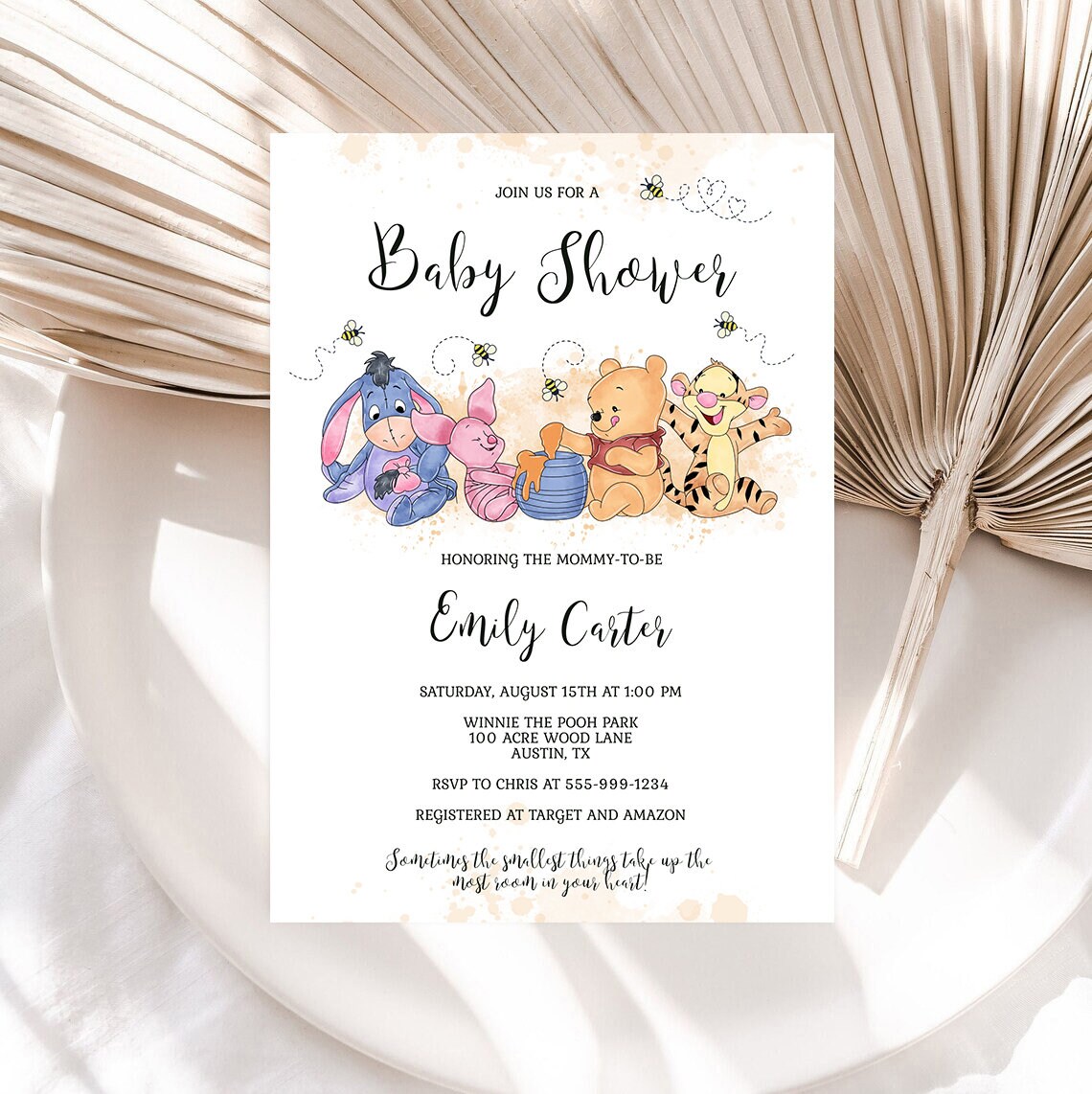 EDITABLE Winnie the Pooh Baby Shower Invitation Template Etsy México