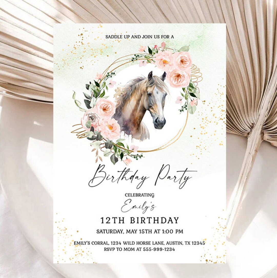 Horse Birthday Party Invitation Template Saddle up Gallop Over 12th
