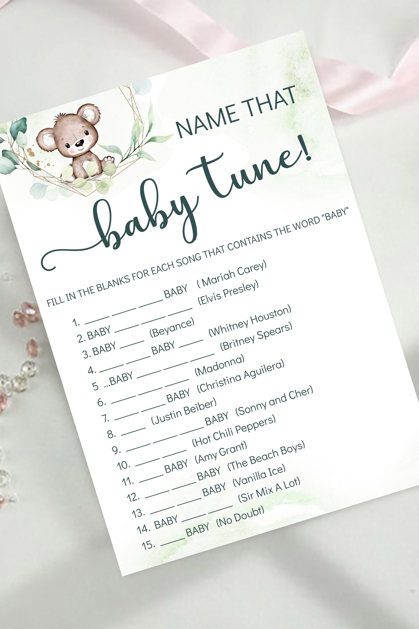 We Can Bearly Wait Baby Shower Name That Baby Toon Game | Etsy