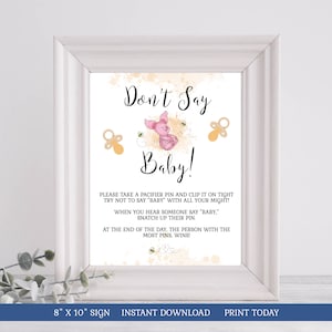 Winnie the Pooh Don&#39;t Say Baby Game Winnie the Pooh Baby Shower Game Piglet Honey Bees Pacifiers INSTANT DOWNLOAD Printable Game hp
