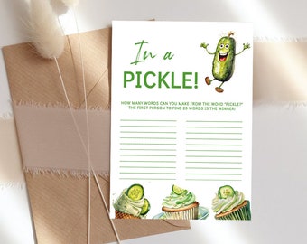 Pickle Birthday Party Word Game Template (Editable, Instant Download)