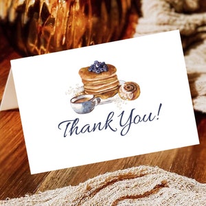 Editable Thank You Card Template Baby/Bridal Shower Brunch Thank You Pancake Coffee Berries Expresso INSTANT DOWNLOAD Printable Card pb