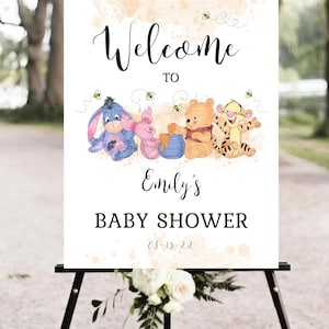 Winnie the Pooh & Friends Baby Shower Welcome Sign Template Winnie Pooh Shower Honeybee Honeypot EDITABLE INSTANT DOWNLOAD Printable Sign hp