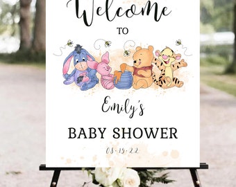 Winnie the Pooh & Friends Baby Shower Welcome Sign Template Winnie Pooh Shower Honeybee Honeypot EDITABLE INSTANT DOWNLOAD Printable Sign hp