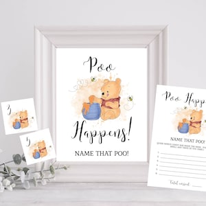 Winnie the Pooh Poo Happens Baby Shower Game Template Guess the Poop Mess Game A Little Hunny is on the Way INSTANT DOWNLOAD Printable hp