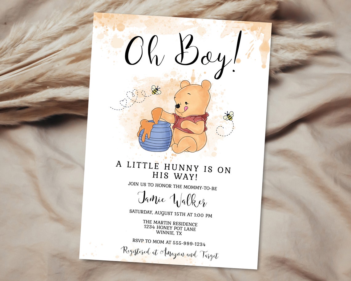 Einladungskarten Für Babyparty 'Oh Boy A Little Hunny Is On His Way' – 20 Stück Inkl. Umschläge
