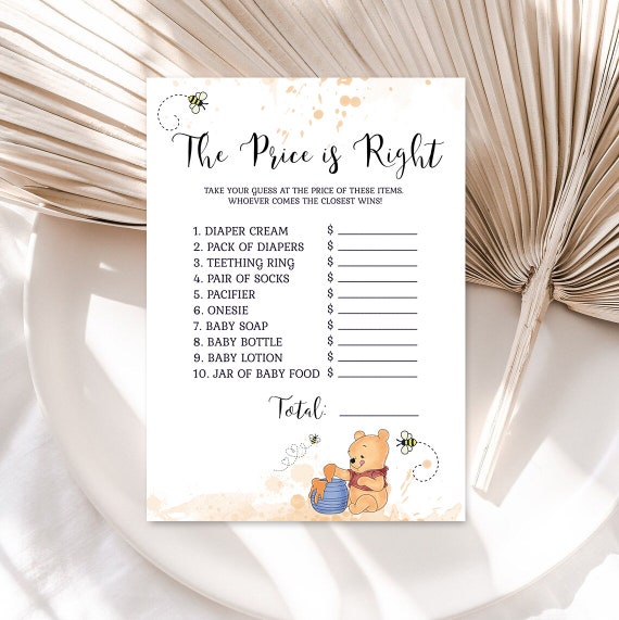 Price is Right Baby Shower Game /winnie the Pooh Game/diy