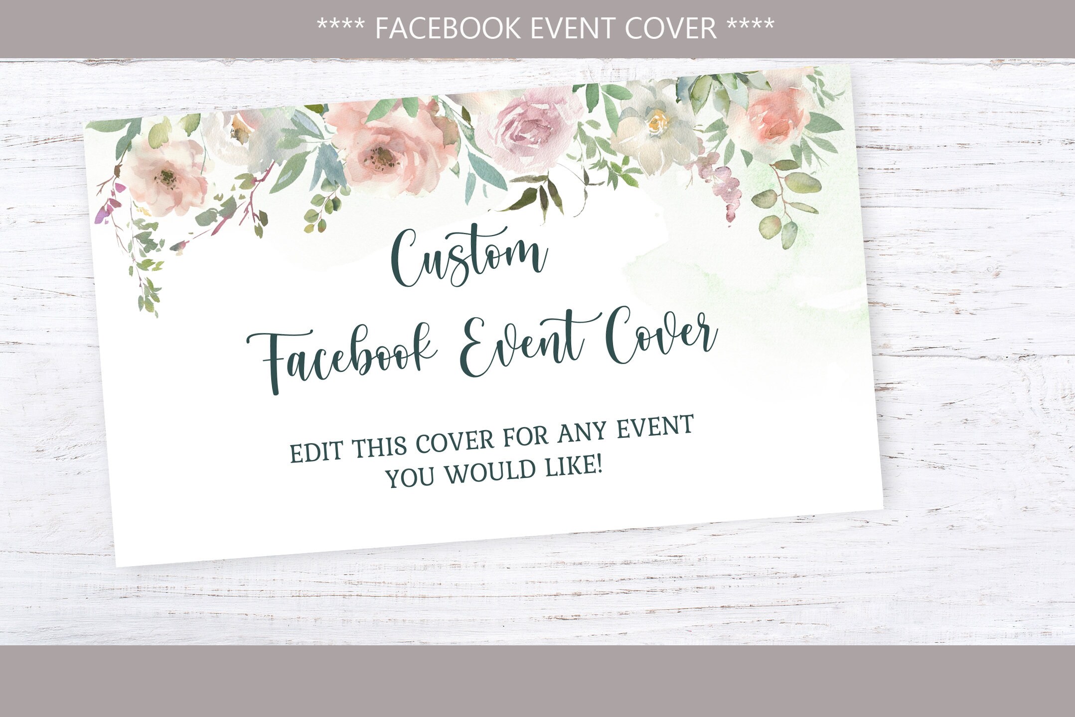 Dusty Pink Baby Shower Facebook Event Cover Template Editable Etsy