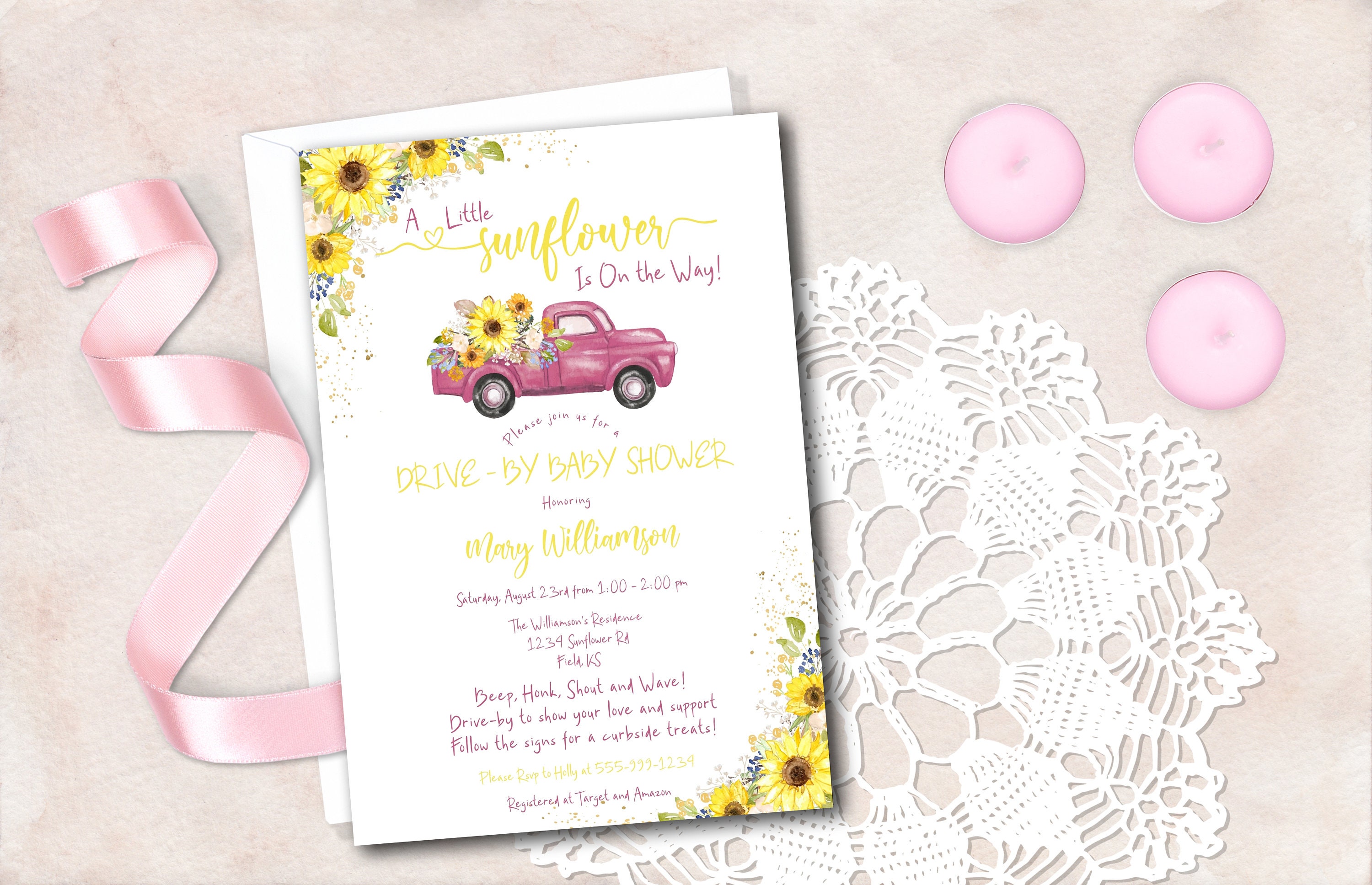 Sunflower Drive by Baby Shower Invitation Template Social Etsy