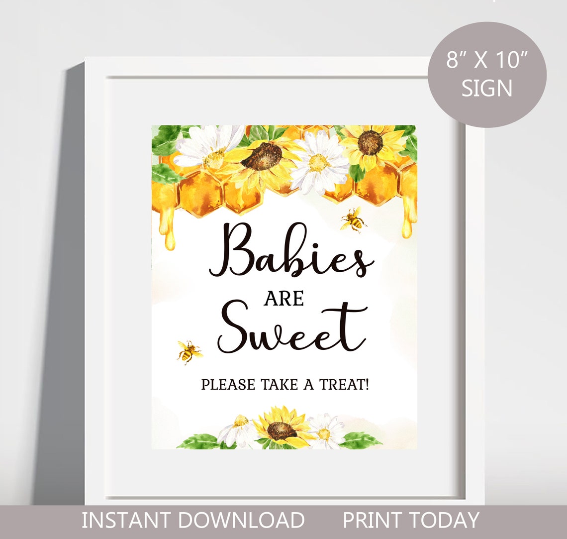 Oh Babee Baby Shower Babies are Sweet Please Take a Treat Sign Etsy