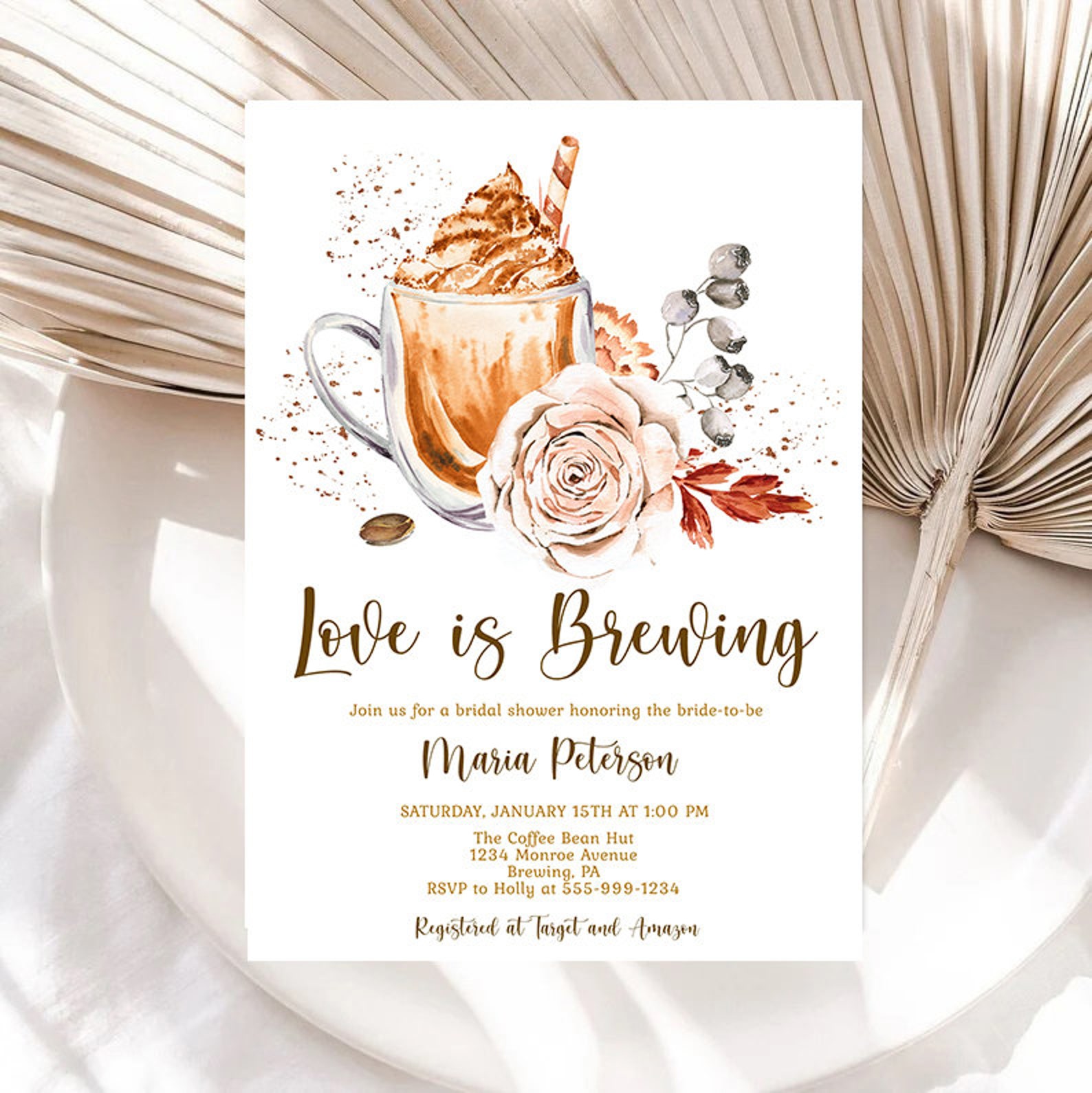 Love is Brewing Bridal Shower Invitation Template Coffee Etsy