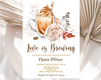 Love is Brewing Bridal Shower Invitation Template Coffee Bridal Shower/Brunch Expresso Shower EDITABLE INSTANT DOWNLOAD Printable Invite cb