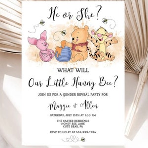 Winnie the Pooh Gender Reveal Bundle A Little Hunny is on the Way