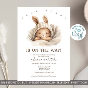 Bunny Baby Shower Invitation Template: Editable Printable (Instant Download) image 2