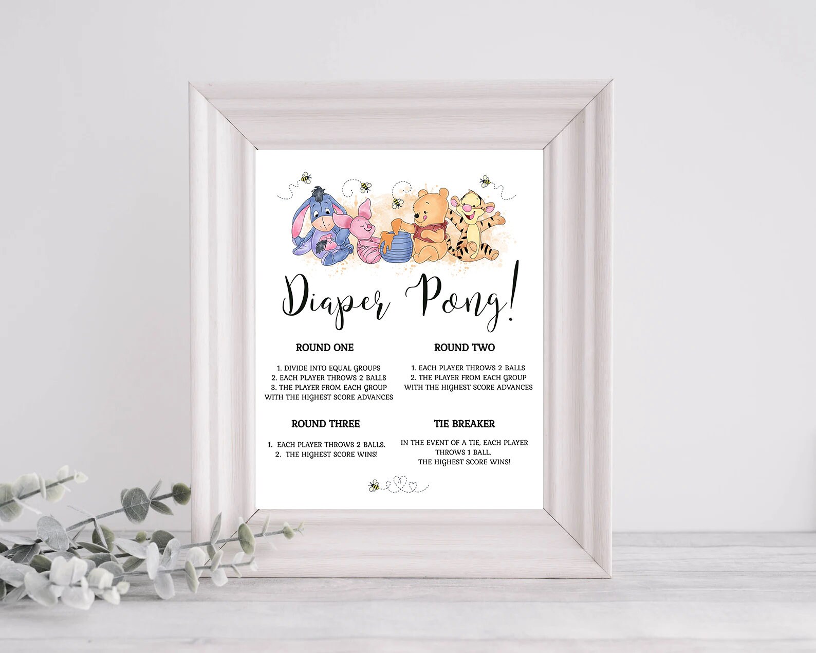 Jeu de couches-culottes pour baby shower Winnie l'ourson signe Jeu