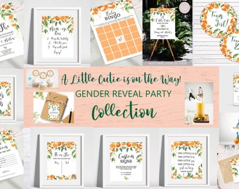 A Little Cutie Gender Reveal Party Bundle (Editable Corjl Instant Download)